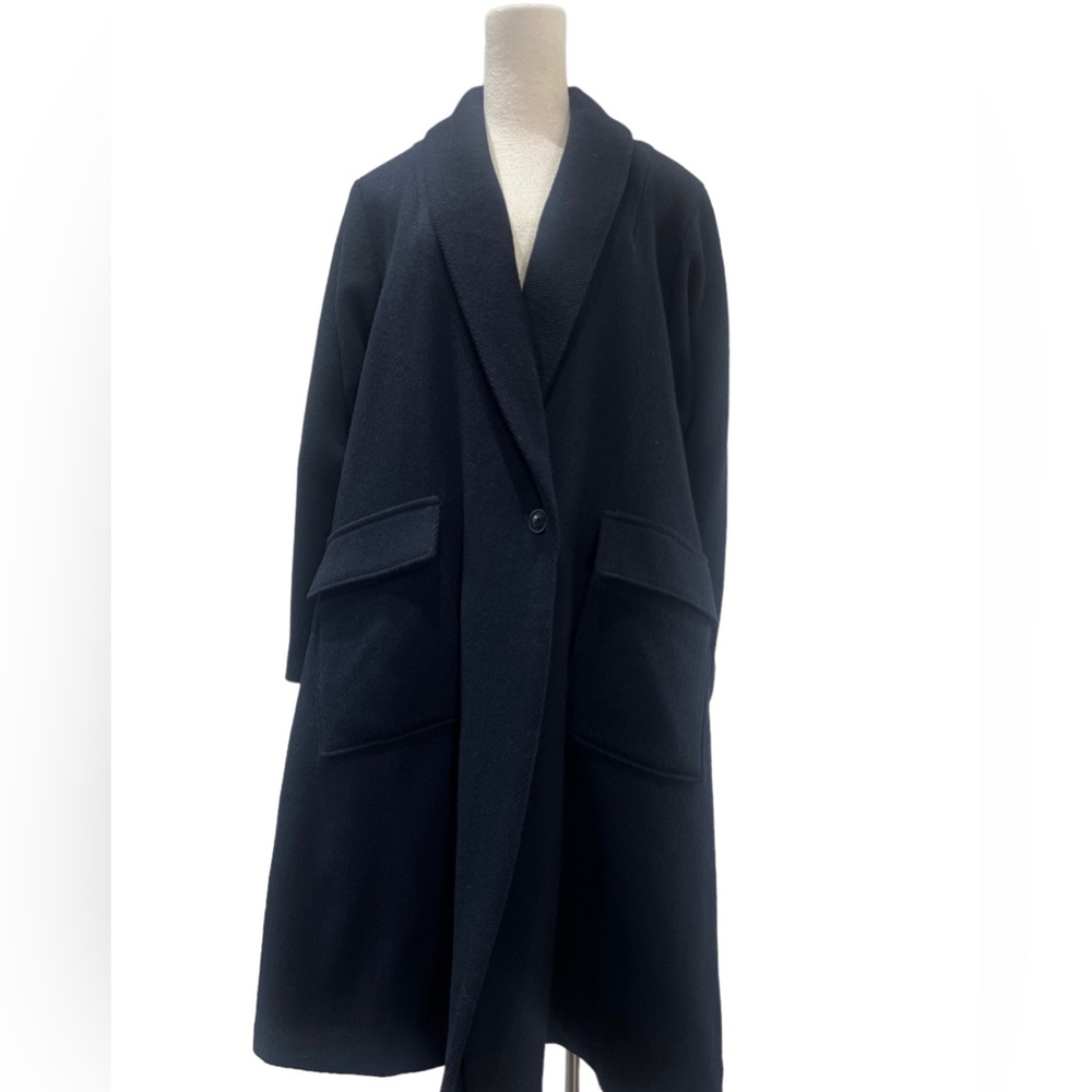 Chimala navy twill oversized swing coat